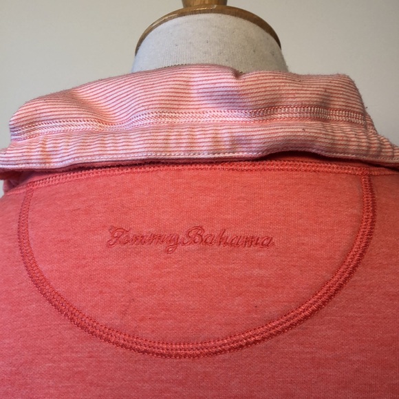 TOMMY BAHAMA Coral Pink Reversible Funnel Neck Zip Sweatshirt Jacket Top XL - Picture 4 of 13